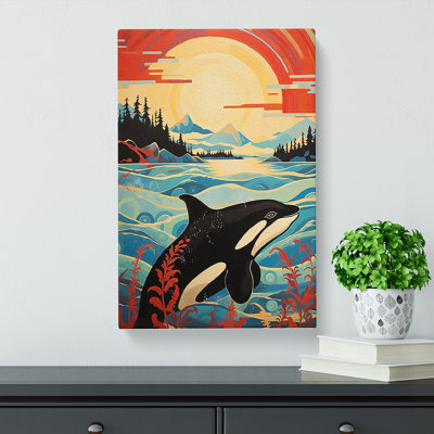 Orca Whale Modern - Wrapped Canvas Print