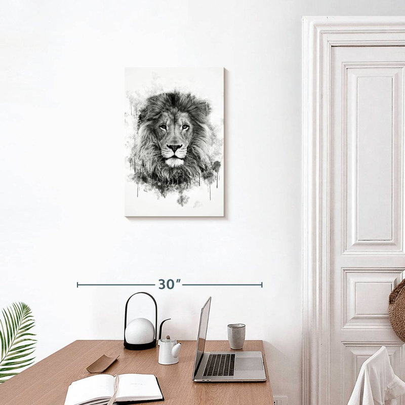 Tête de lion Brampt noir et blanc, H 24 po x l 16 po