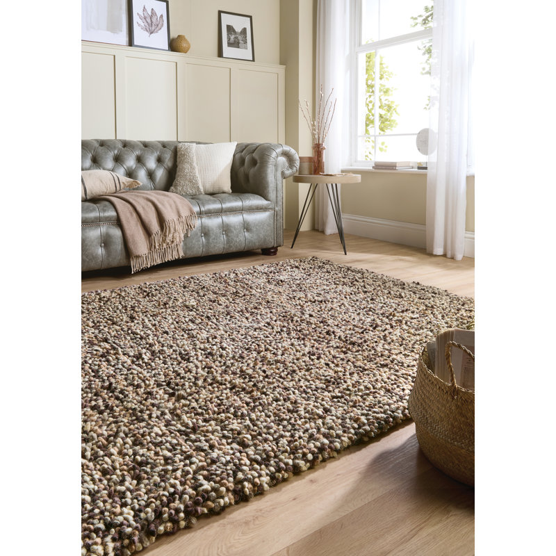 Nafiye Solid Colour Wool Hand Woven Shag Area Rug, Rectangle 120 x 170cm