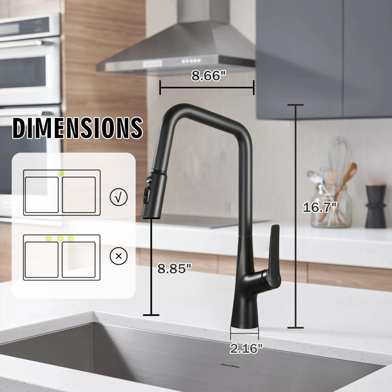 High Arc Pull Down Kitchen Faucet - 3 Function Sprayer & 360° Rotatable Faucet, Matte Black
