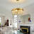 12-Lights Modern Golden Round Crystal Chandelier, 21 "Diameter, Height Adjustable, Suitable for Living Room, Dining Room, Bedroom, Kitchen Island, Porch