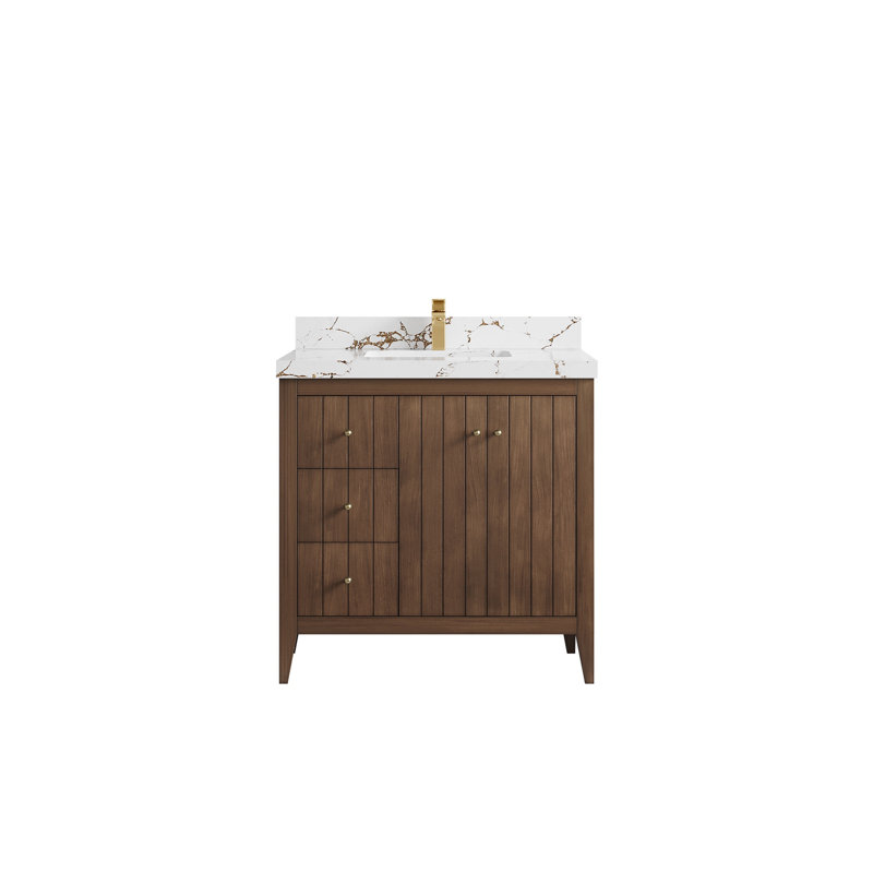 Meuble-lavabo simple 36 po avec plateau Atlanta, 2 po - Brun Viola
