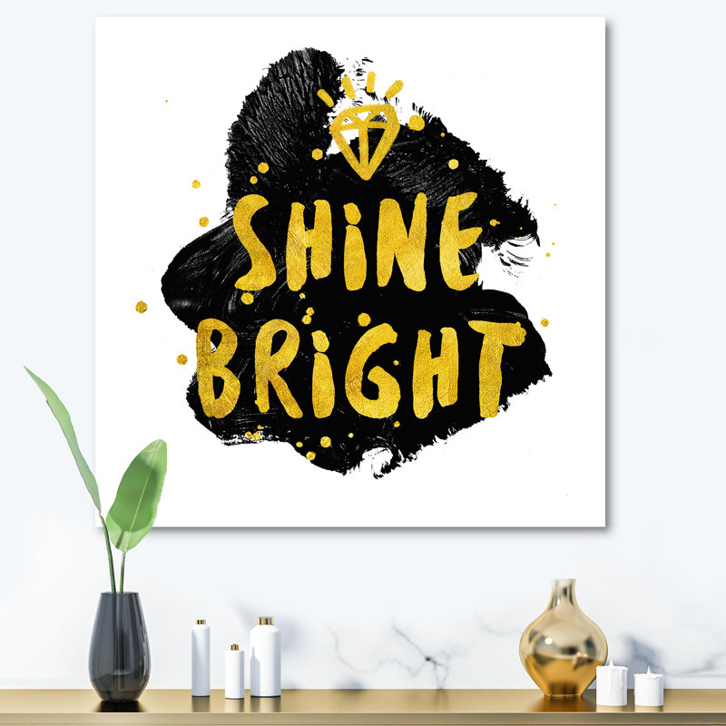 Shine Bright - art textuel sur toile, H 36 po x l 36 po x P 1 po, Toile tendue