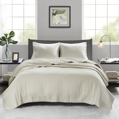 3 pièces de courtepointe crème double / grand - microfibre et coton, réversible pour une nuit de sommeil sereine douce, avec literie en coton