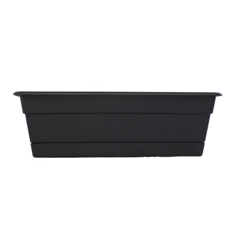 Dura Cotta Traditional Plastic Indoor/Outdoor Rectangle Window Box Planter with Attached Saucer, 5.75" H x 18" W x 7.5" D