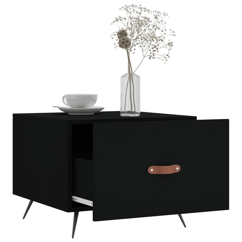 Chonie Four Leg Coffee Table with Storage, Black