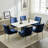 Velvet Upholstered Dining Chairs With Gold Pull Handle-66279439