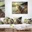 Coussin de style rétro seascape coucher de soleil à la plage-29460426-29488329