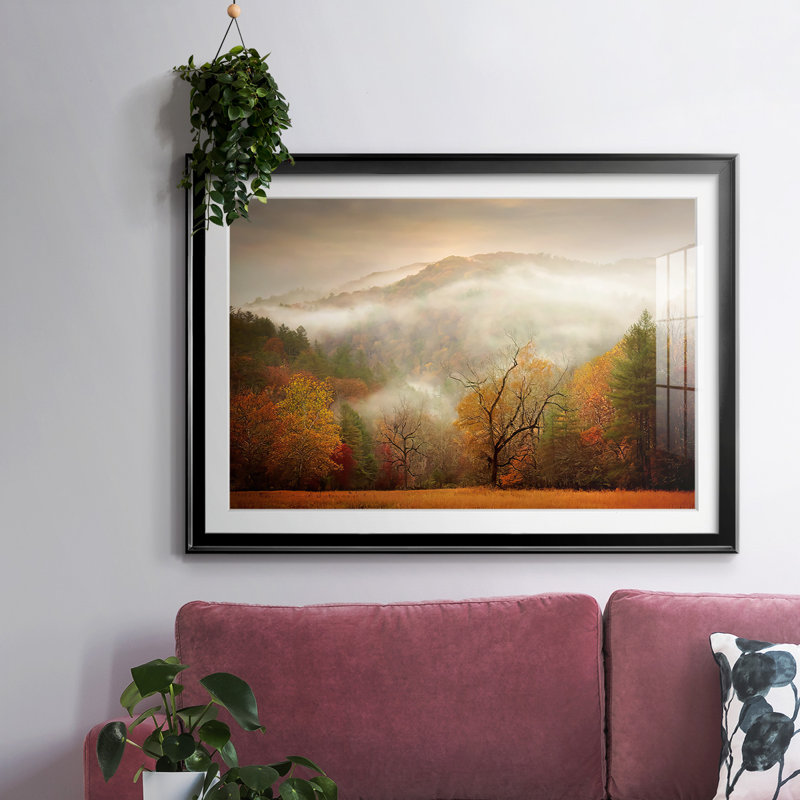 Photographie, Étude d'automne, brume, impression sur papier, Noir, H 30 po x l 44 po x P 1,5 po