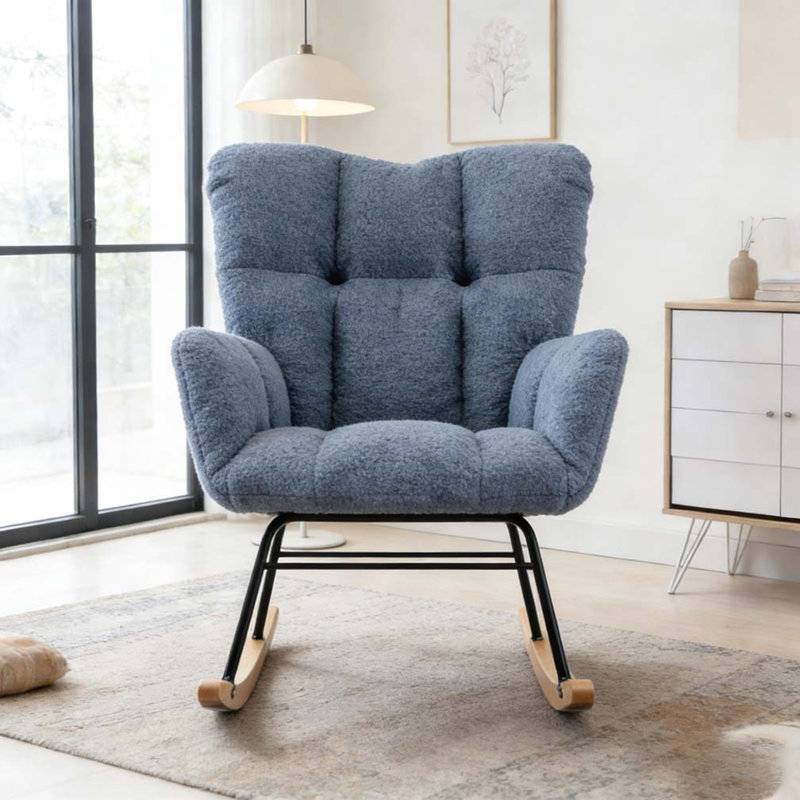 Chaise berçante pour salon d'intérieur, Bleu clair