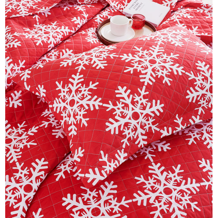 White Snowflakes on Dark Red 1 mil PUL Fabric - Made in the USA