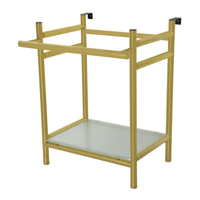 Base de lavabo en acier inoxydable avec tablette en verre Kingston