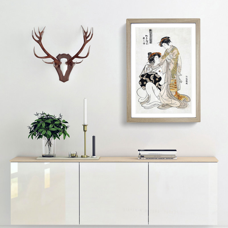 Dressing by Isoda Koryusai - Picture Frame Painting Print, 36cm H x 27cm W x 2cm D, Oak Framed
