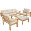 Ensemble de canapé modulaire d'extérieur 5 pièces en acacia