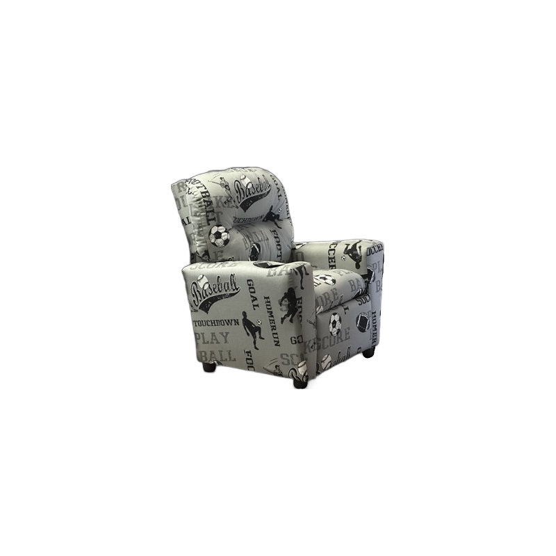 Amat Kids 13'' Recliner and Ottoman, Gray/Black