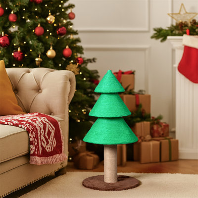 Arbre à chat naturel vert avec poteau à griffer - Grattoir à chat en sisal en forme d'arbre, grande tour de jeu robuste de 31,5 po de hauteur pour chats d'intérieur