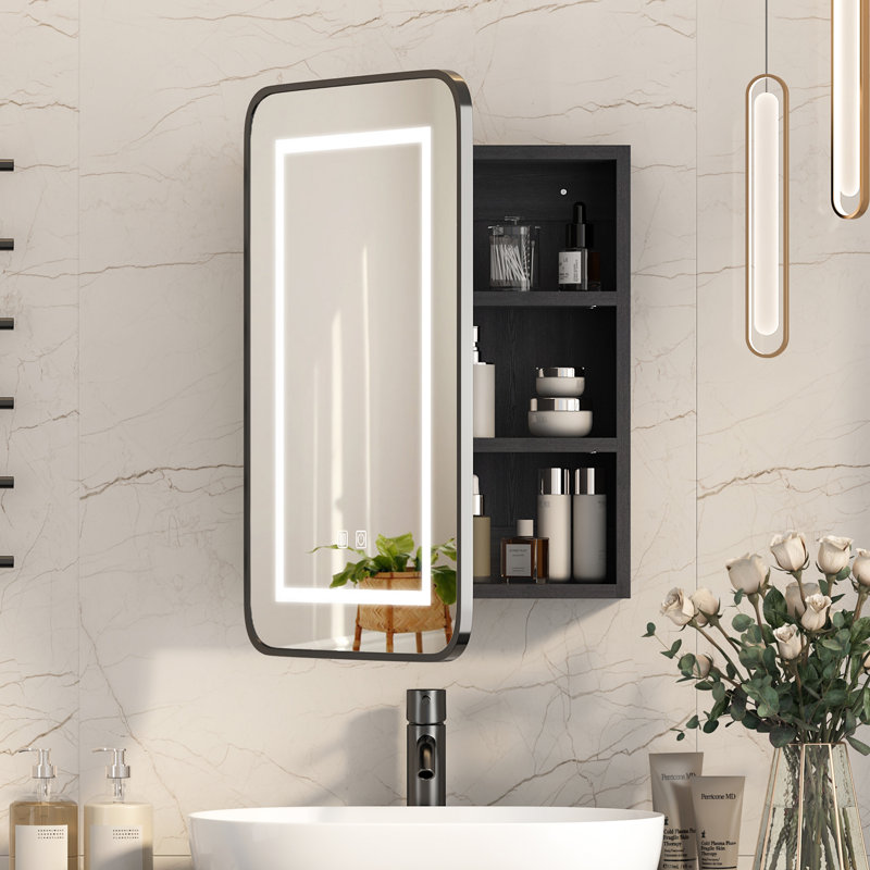 W H Wall Mounted Optional Frameless Medicine Cabinet Mirror 2 Fixed, 60cm H x 40cm W x 11.5cm D