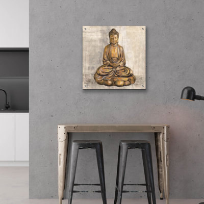 Art mural épique «Bronze Buddha» par Silvia Vassileva, 24 po x 24 po