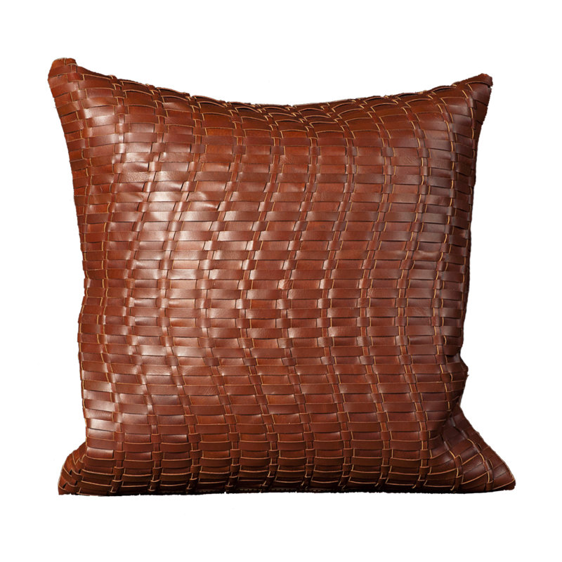Woven Leather Throw Pillow