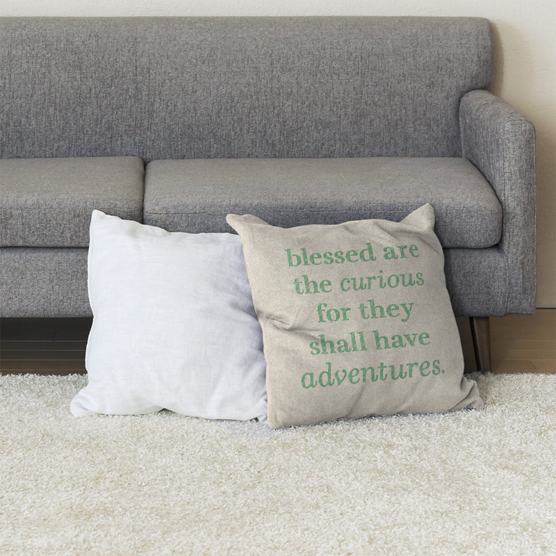 Coussin de sol curiosité inspirant, H 28 po x l 28 po, Blanc / Vert