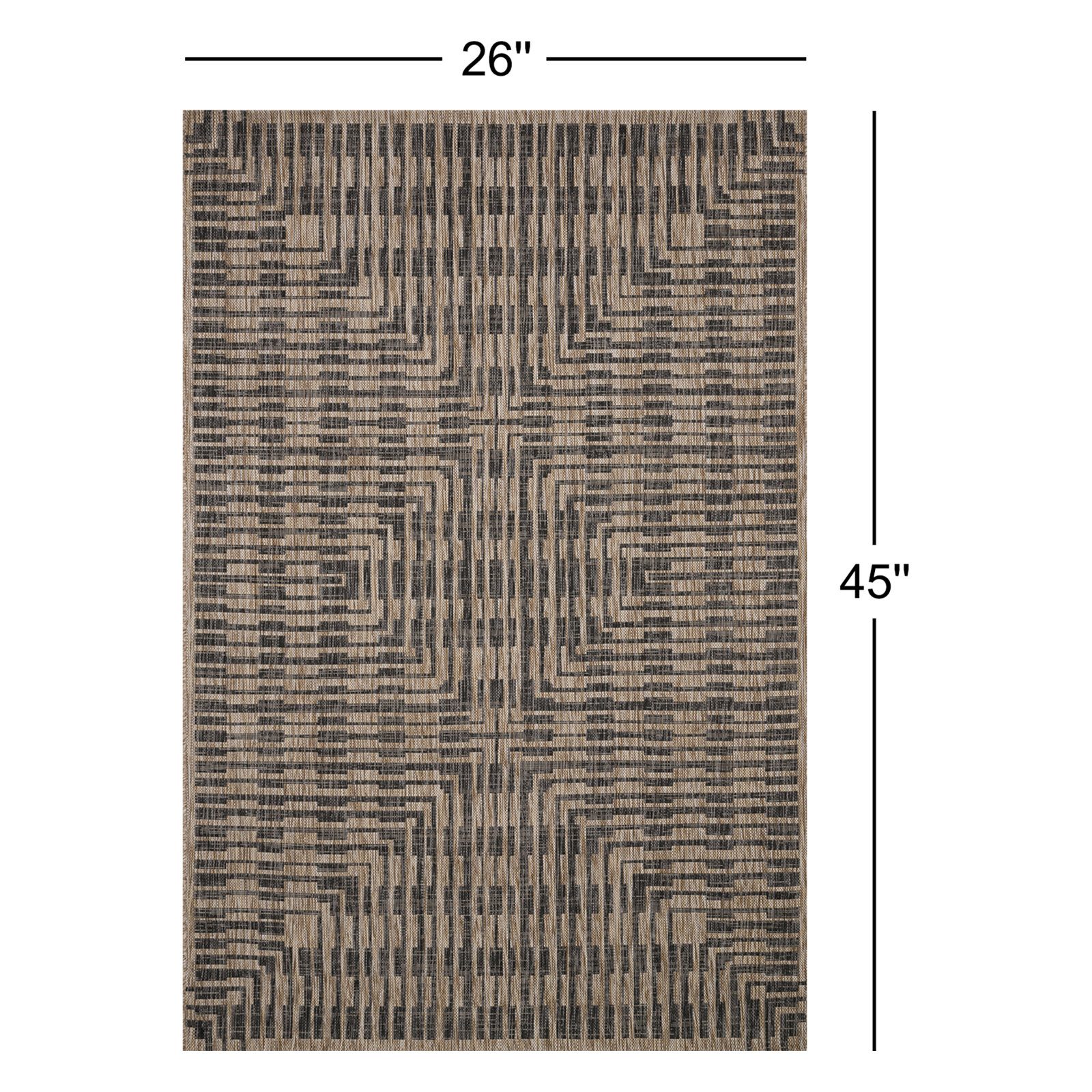 Tiza Geometric Brown/Black Indoor / Outdoor Area Rug, Rectangle 2'2" x 3'9"