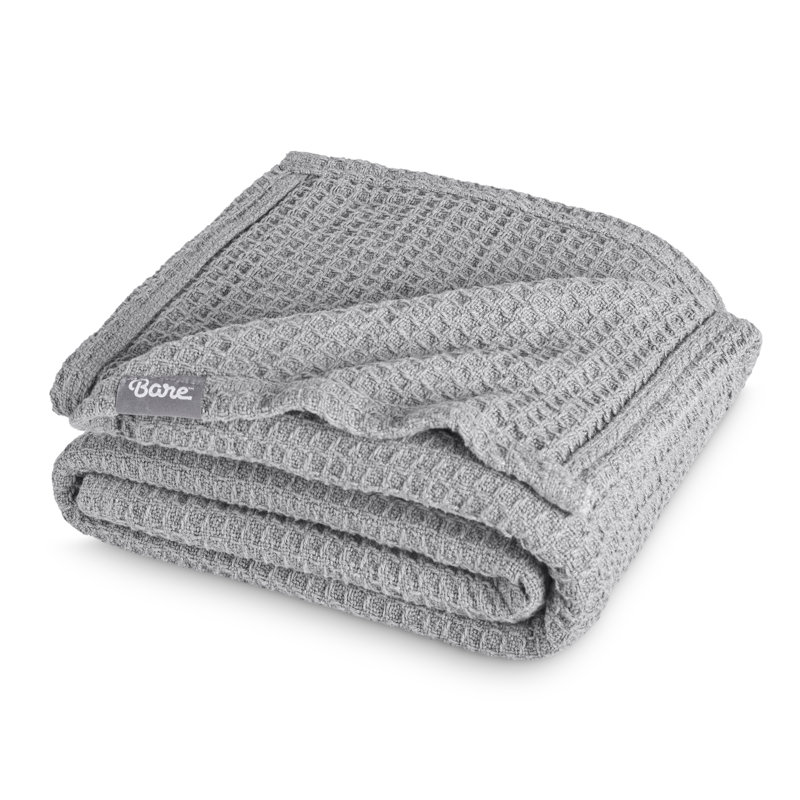 Couverture en coton gaufré, Grand lit, Light Gray