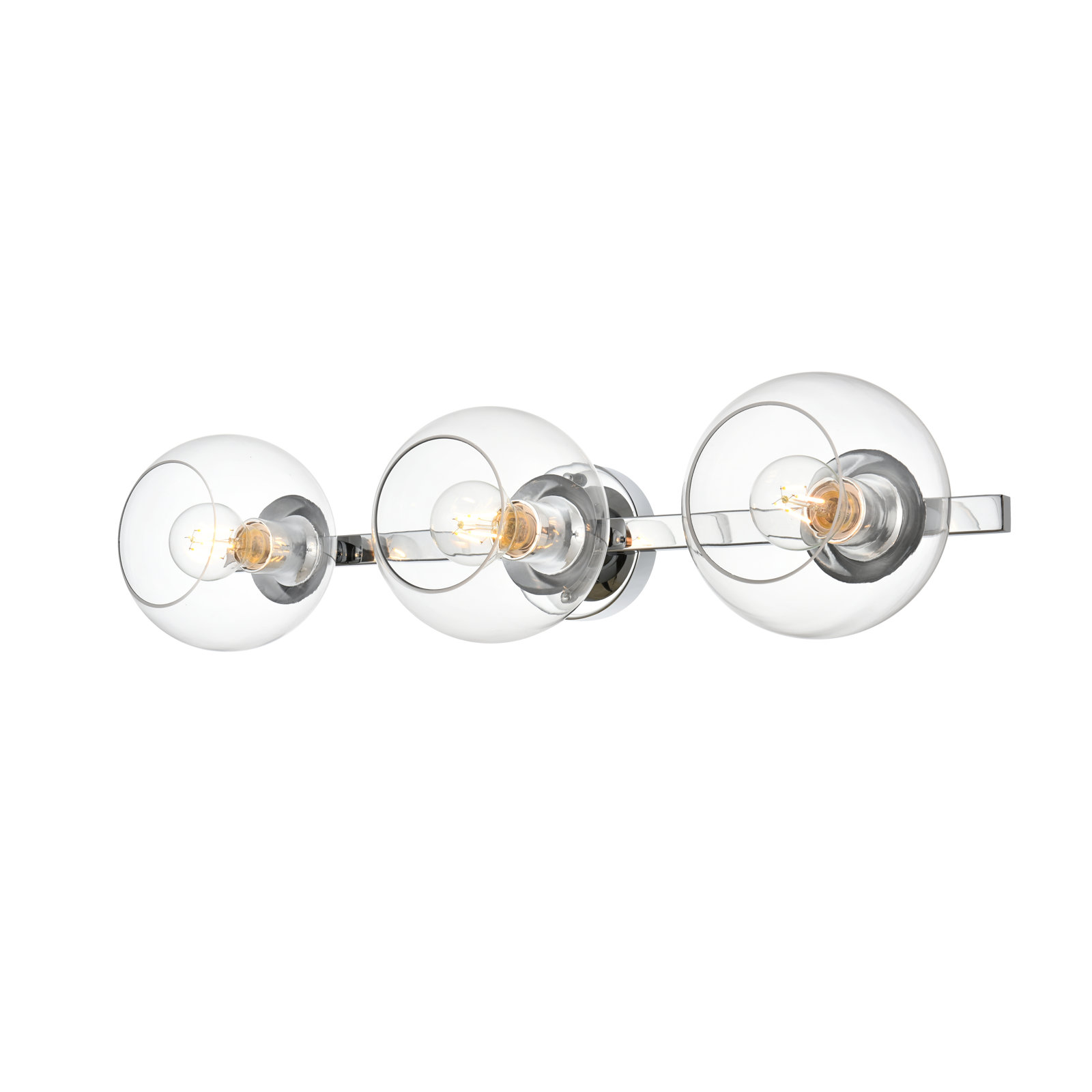 Nathalie 2 Light Glass Dimmable Armed Sconce, Chrome, 7" H x 27" W x 27" D, 3 Lights