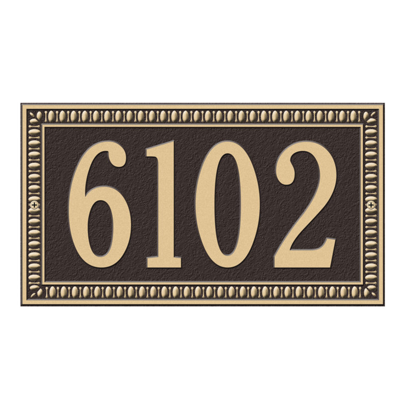 Egg and Dart 1-Line Wall Address Plaque, Black/Gold, Yes