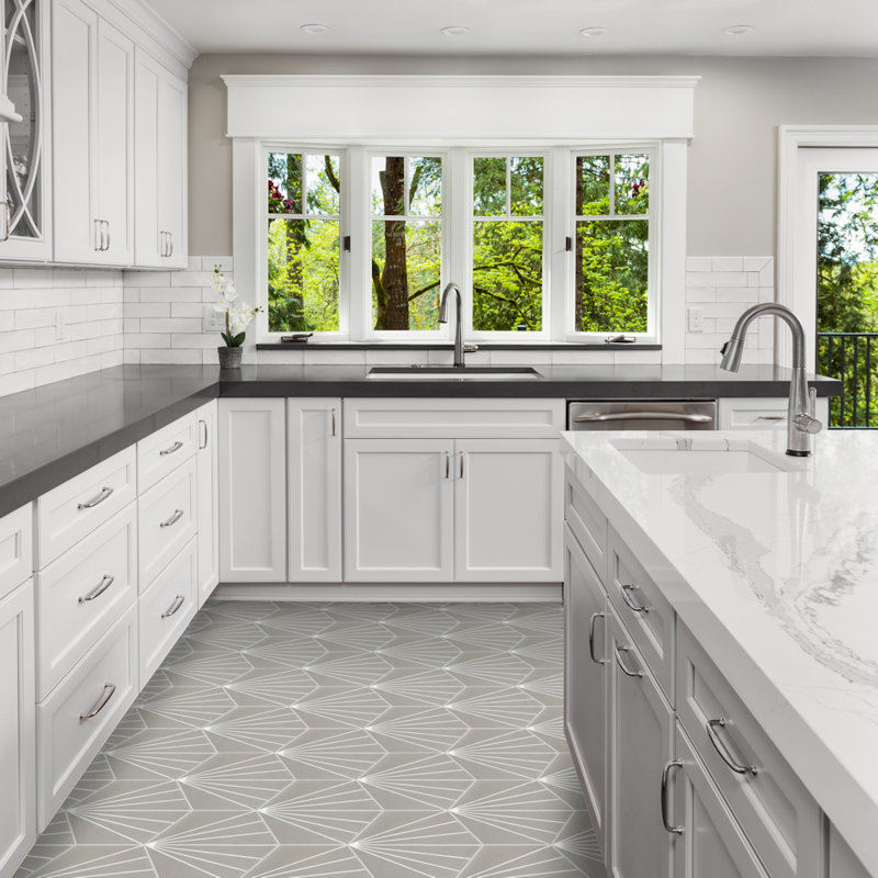 Spark C 7.87" x 9.09" Cement Patterned Wall & Floor Tile, Blush