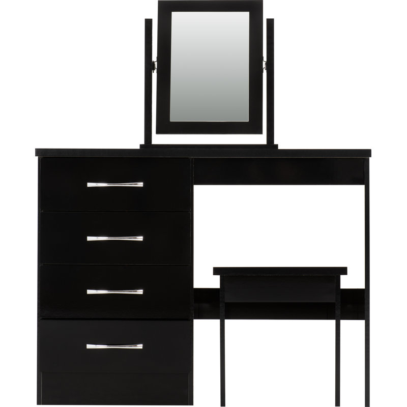 Cascio Dressing Table Set with Mirror, Black