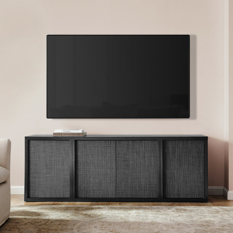 Kai Rectangular TV Stand for TV's up to 75" in Black Grain, Espresso Wood