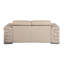 Cuir beige avec base en bois massif et pieds rembourrés en acier inoxydable à grain supérieur