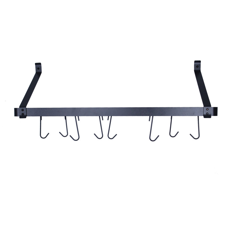 36" Solid Frame Bookshelf Wall Rack with Straight Arms & 8 Hooks