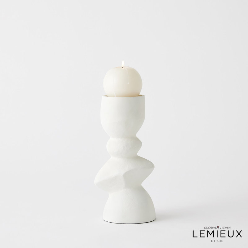 Pradier Candle Holder-White-Med