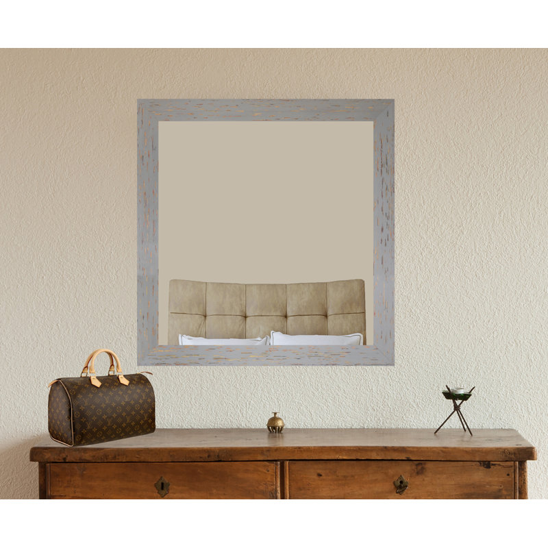 Miroir de salle de bain Hensel, 17 po x 17 po, Gris / rouge