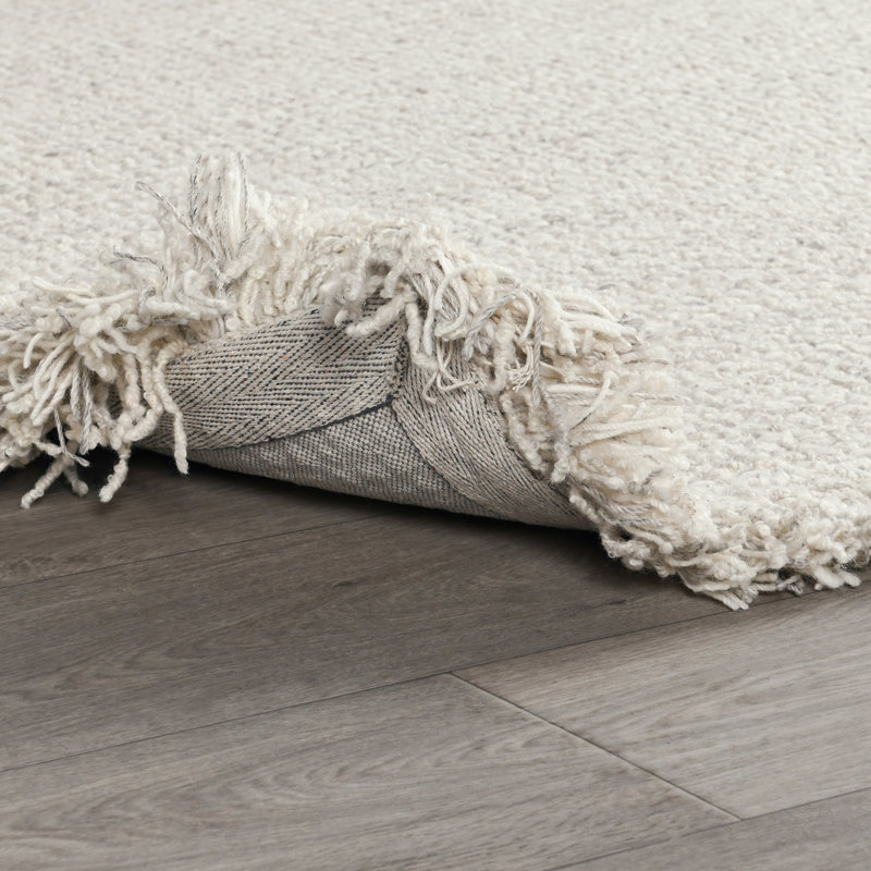 Handmade Ivory Rectangular Wool Blend Area Rug 9' x 12'