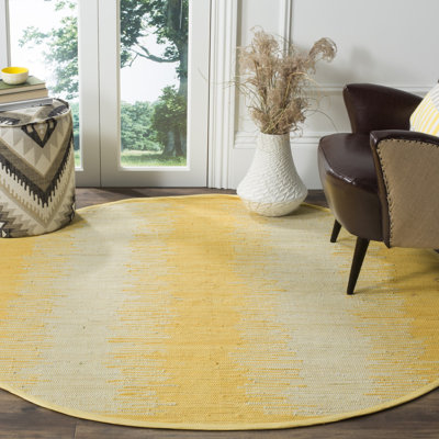 Tapis doré en coton tissé à plat à la main à motif abstrait Annia