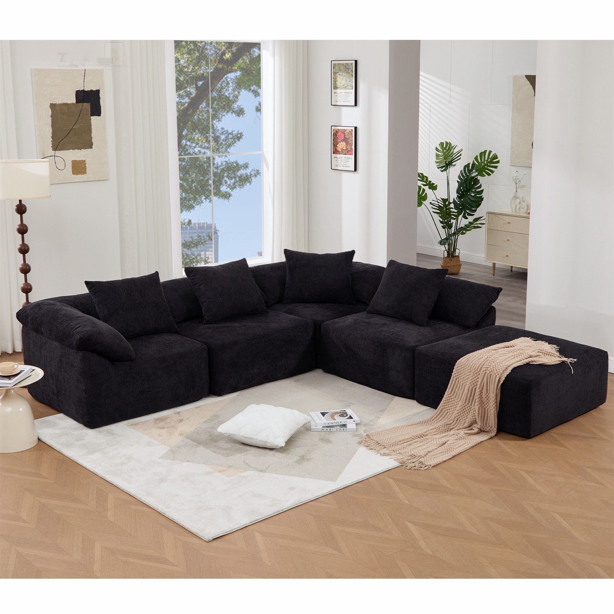 Latitude Run® 142 Inch L-Shaped Modular Sectional Sofa with No Assembly ...