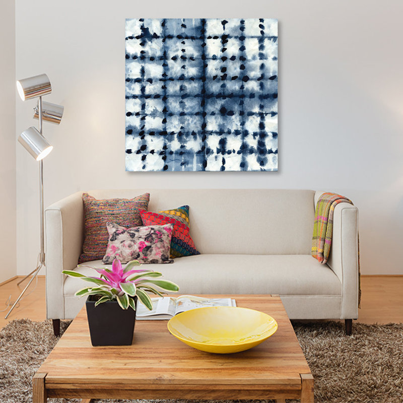 «Shibori Patchwork», impression sur toile, H 12 po x l 12 po x P 1,5 po, Pas de tapis, Toile tendue