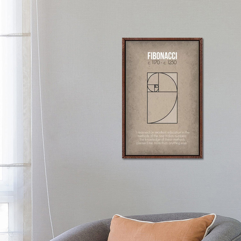 Fibonacci by GetYourNerdOn - Print on Canvas, Classic Brown Wood Framed, 66.04 cm H x 45.72 cm W