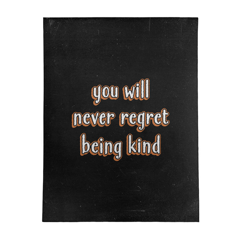 Tapis en chenille de polyester de style tableau Quotes Be Kind, Rectangle 5 pi x 7 pi