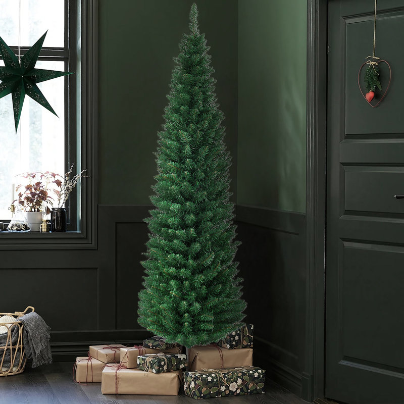 Sapin de Noël vert élancé, H 7 pi