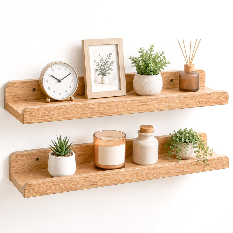 2 Piece MDF Floating Shelf, Walnut