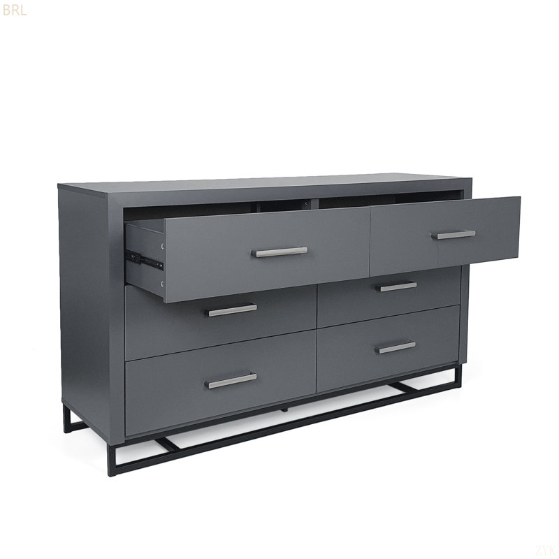6 Commode 6 tiroirs, Gris anthracite