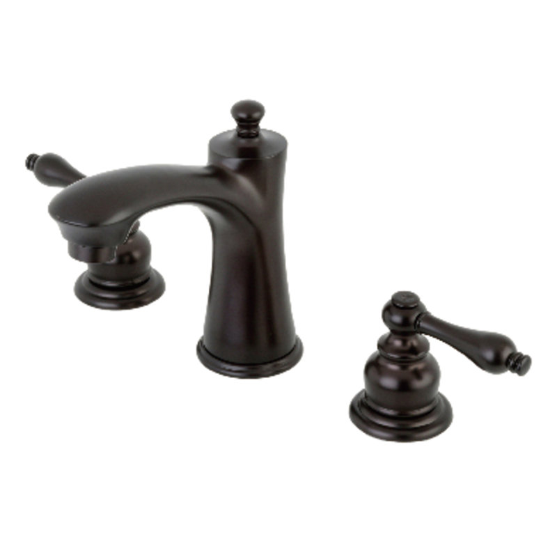 Robinet de salle de bain à deux poignées à fixation sur le comptoir à 3 trous avec drain escamotable Kingston, Bronze huilé