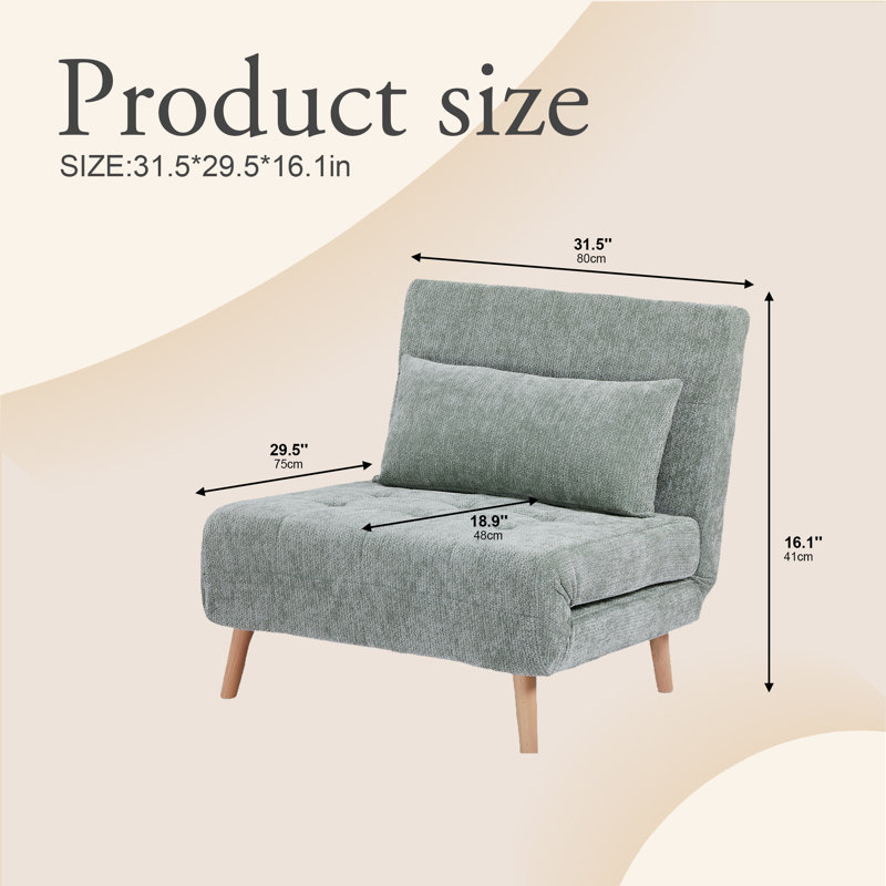 Modern Convertible Sofa Bed, Solid Pine Wood Frame & Skin-Friendly Sage Green Fabric, High-Resilience Sponge, Daybed for Living Room, Guest Room, Apartment