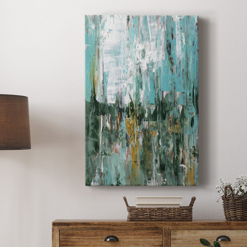 Abstrait forêt turquoise I - galerie Cavas sur mesure, H 12 po x l 8 po