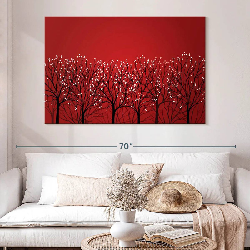 Harnek Abstract Red Forest, 34" H x 51" W