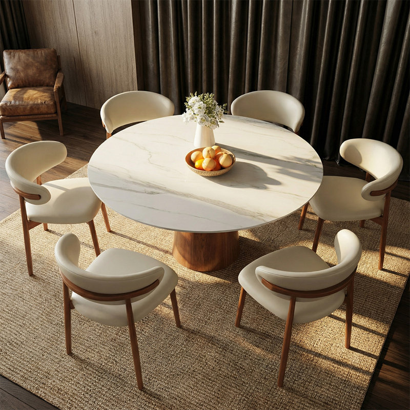 Ensemble de 7 tables de salle à manger Vicente, H 29,52 po x l 59,05 po x P 59,05 po, Blanc
