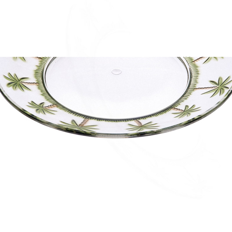 Ensemble de 4 assiettes en acrylique Palm Tree Design, 4 assiettes en plastique transparent, réutilisables, incassables